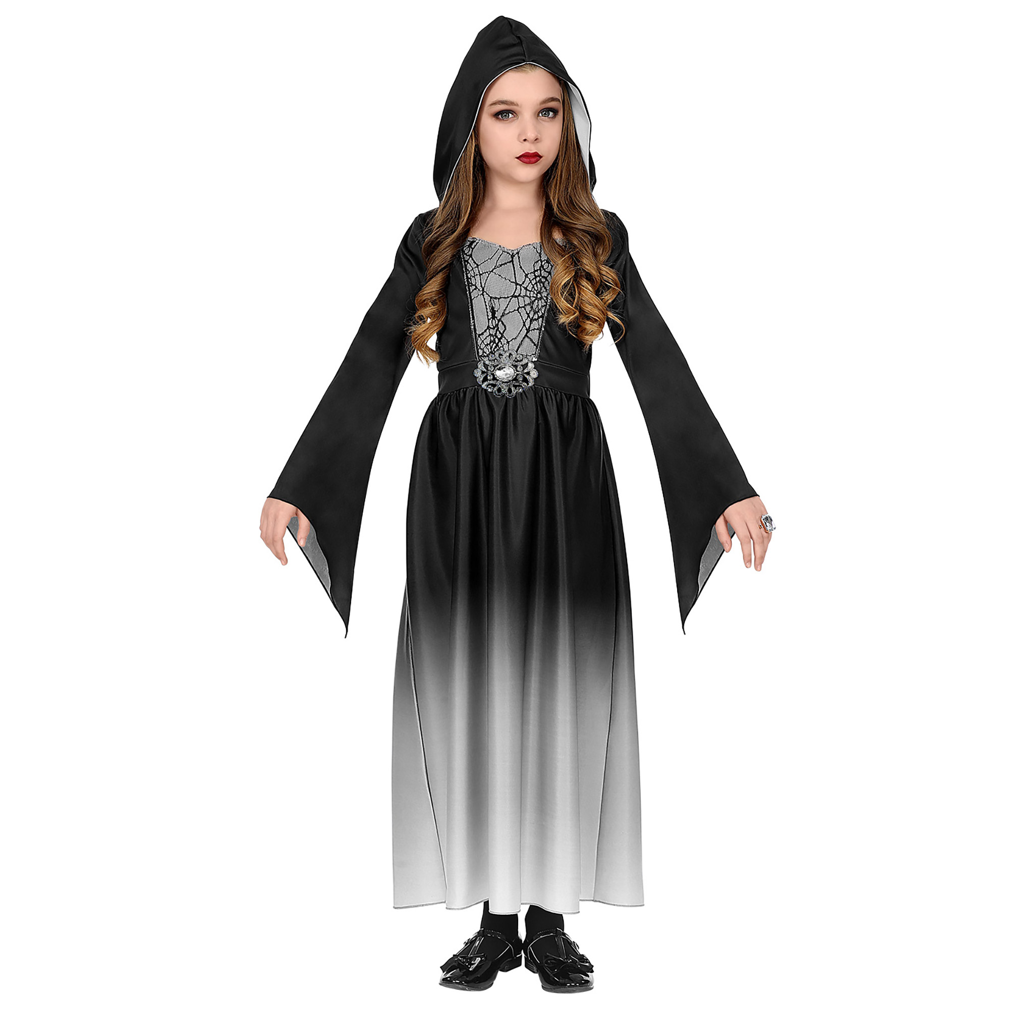Kinderkostüm Gothic Mädchen Gothic Girl Kleid mit Kapuze 