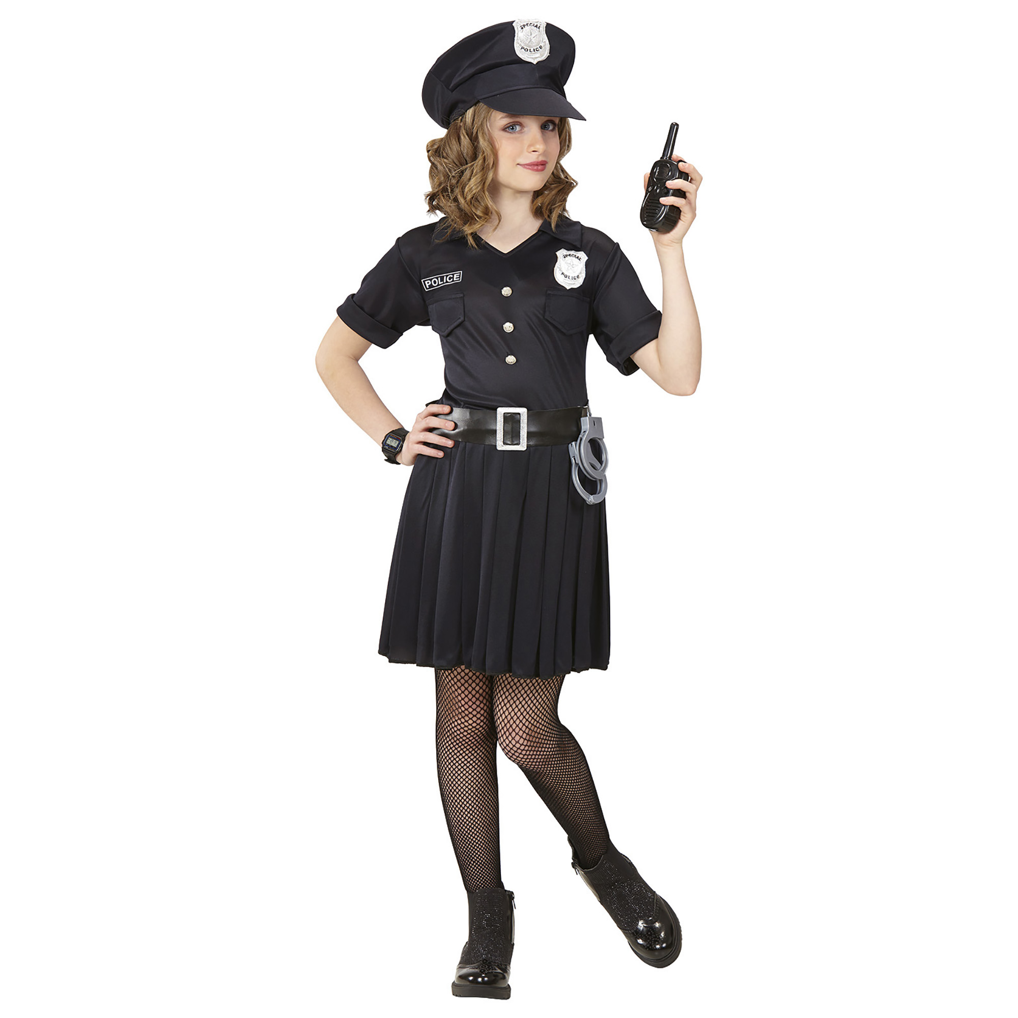 Polizistin Kleid Kinderkostüm, Kostüm Polizistinkostüm Faltenrock, Gürtel, Mütze