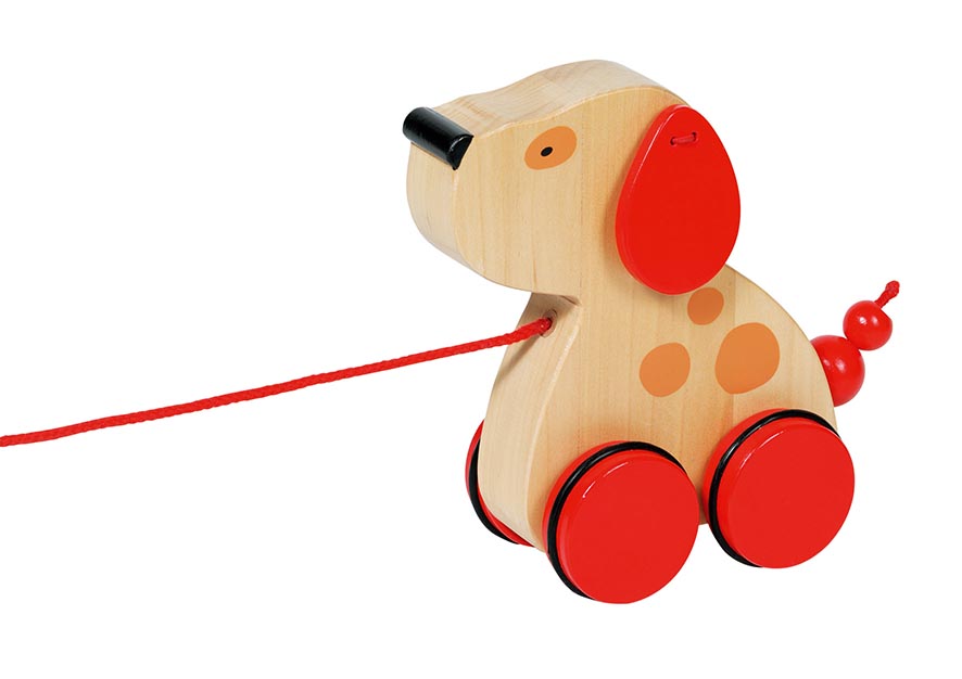 Ziehspielzeug ziehtier Hund Holz Ziehhund lhuna