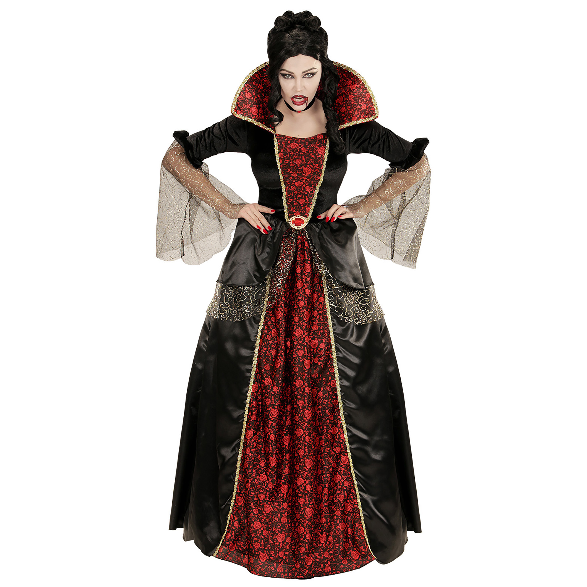 Vampirin, Vampirkostüm Damenkostüm, Halloween, Kleid mit Reifunterrock