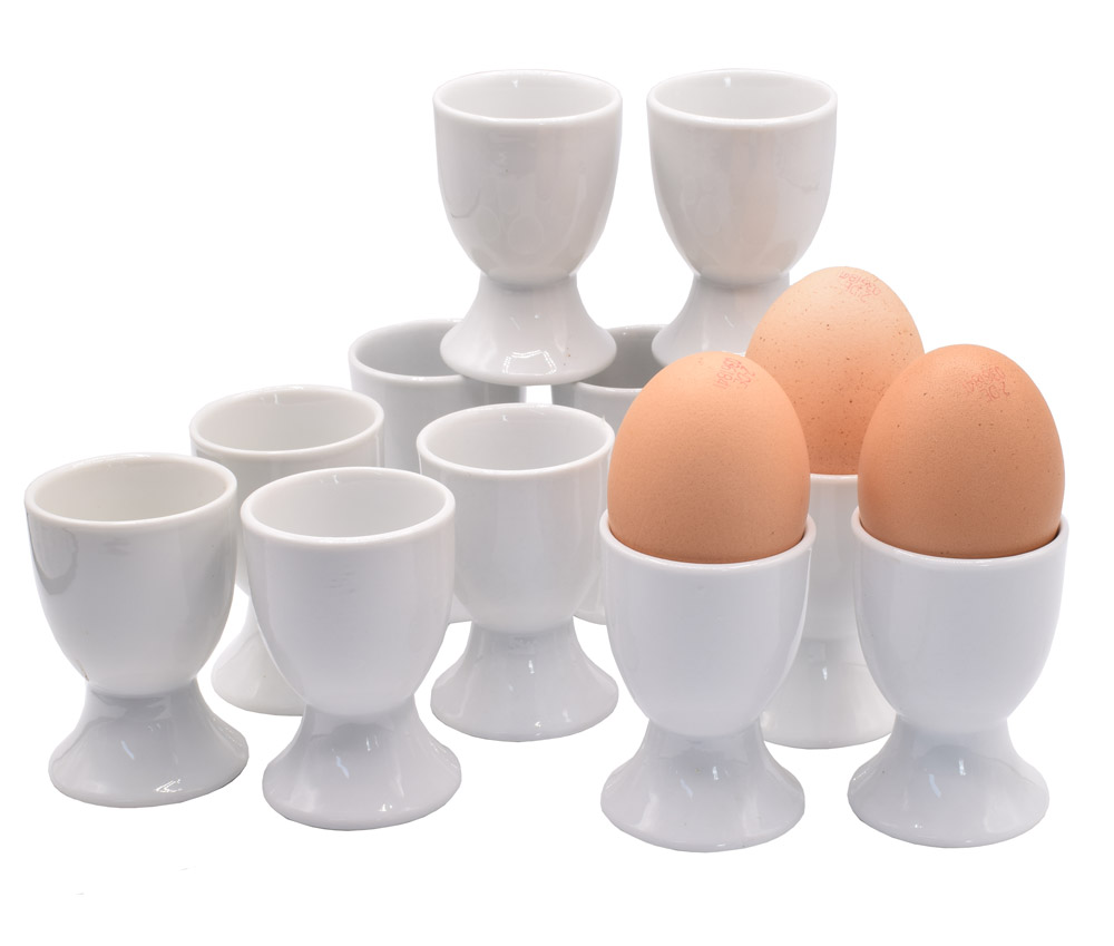 12x Eierbecher Porzellan weiß Klassiches Design Set Preis 12 Stück