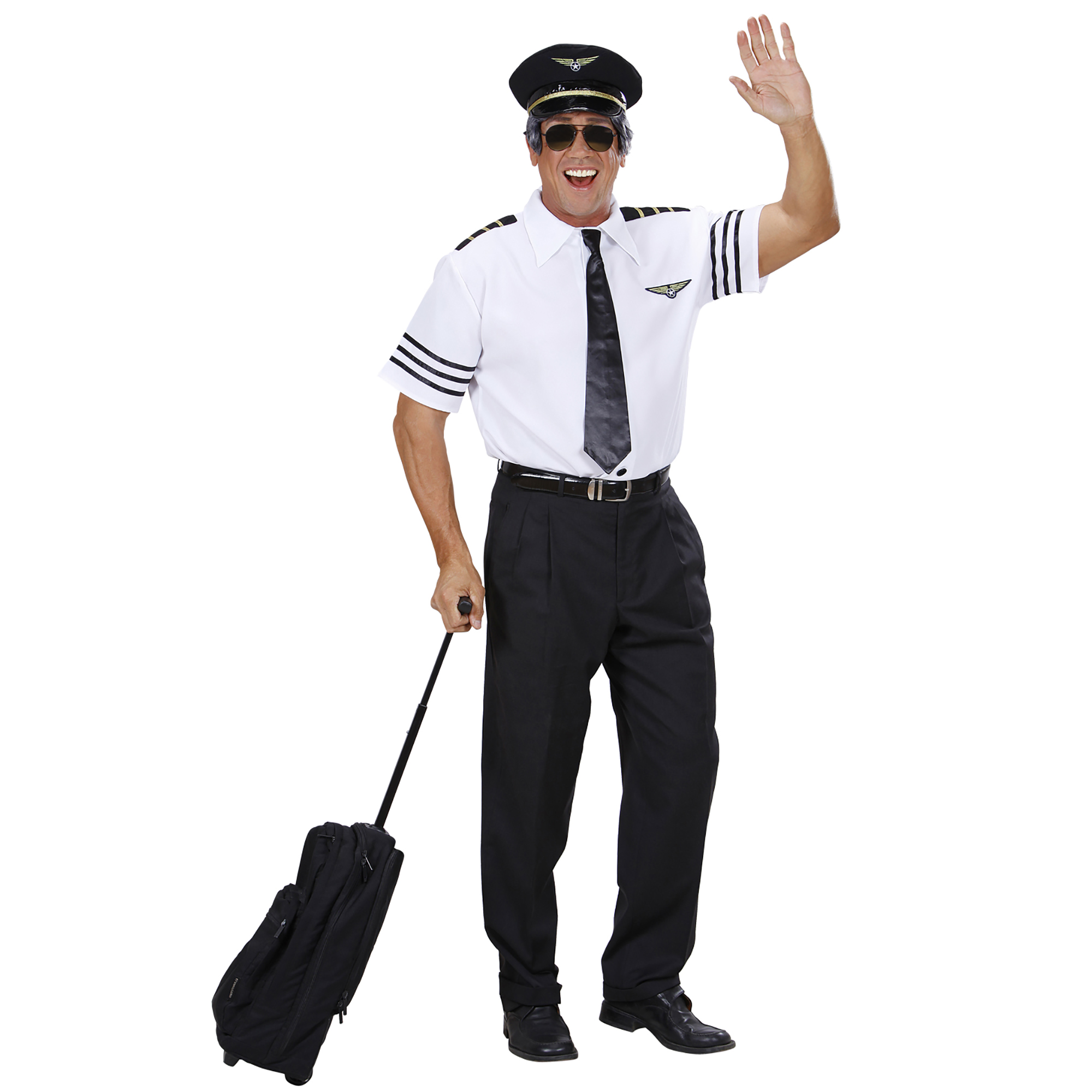 Pilot Pilotenkostüm Flugzeugkapitän Herrenkostüm Erwachsene Fasching Kapitän Uniform Gr. M