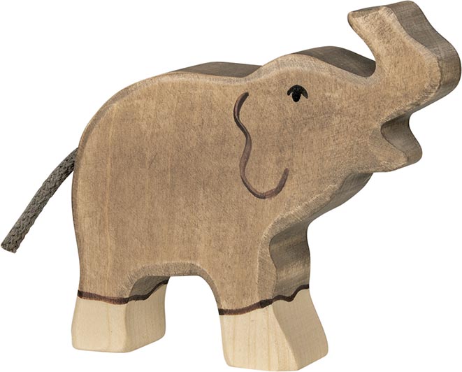 Holztiger Elefant klein Rüssel hoch 80150 Holztier Holzfigur Holz Figur