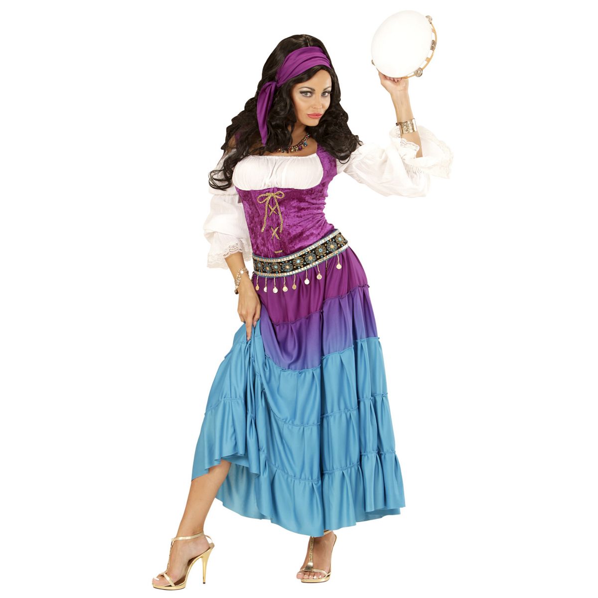 Kostüm Gypsy, Kleid, Münzengürtel und Bandana, Zigeunerin