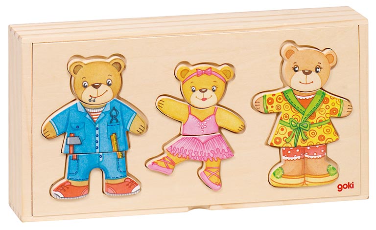 Anziehpuppenpuzzle Bärenfamilie  Kinderpuzzle Holzspielzeug 36 Teile