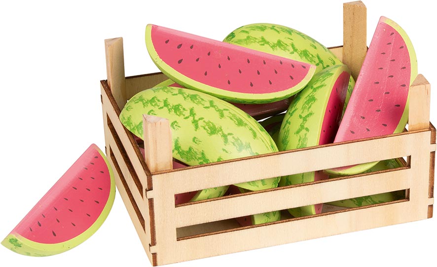 Melonen in Obstkiste Frucht Früchte Kaufladen Zubehör Kaufmannsladen
