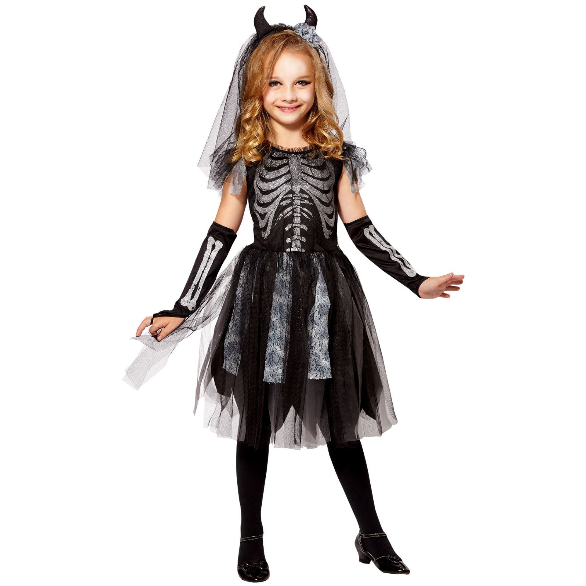 Skelett Kostüm Kinderkostüm Halloween Karneval Fasching Kleid Mädchen Zombie