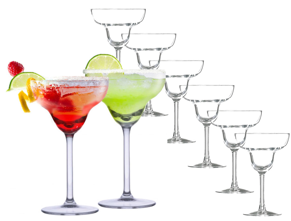 8er Set Margarita Gläser a 250ml, für 8 Personen - klares breites Cocktailglas für Frozen Drinks um Daiquiri im eigenen Heim