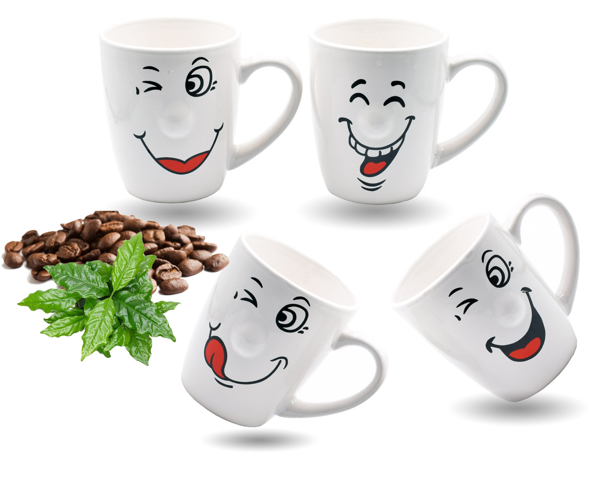 Becher Smiley Kaffeetasse 250ml Kaffeebecher, lustiges Gesicht