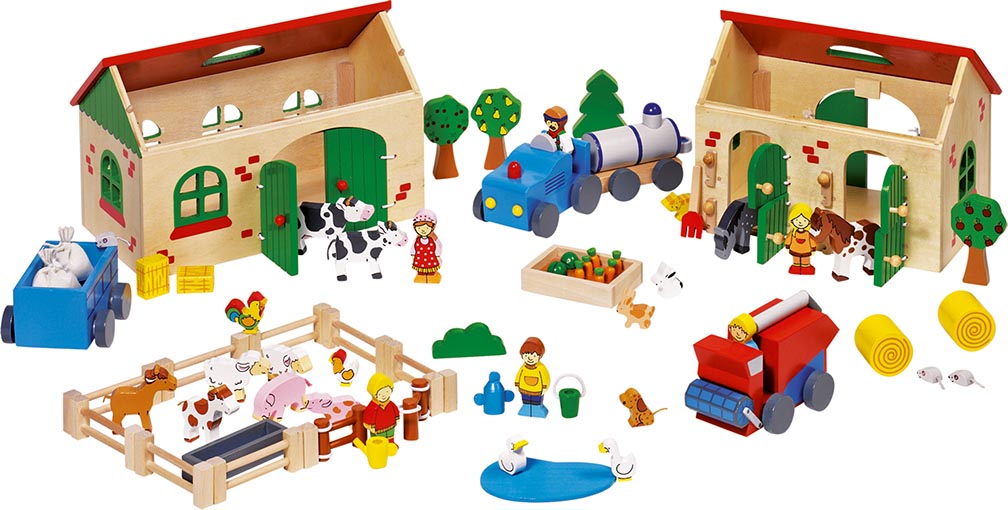 Mein Bauernhof Holzbauernhof Puppenhaus Holzspielzeug Kinderspielzeug 71 tlg