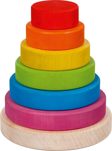 Stapelturm, Holzspielzeug, Regenbogen-Farben, Koordination, Motorik