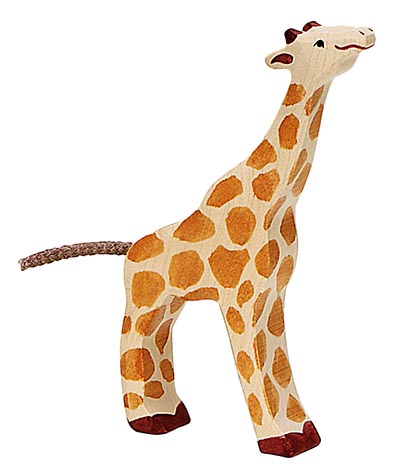 Holztiger Giraffe klein fressend 80157 Holztier Holzfigur Holz Figur