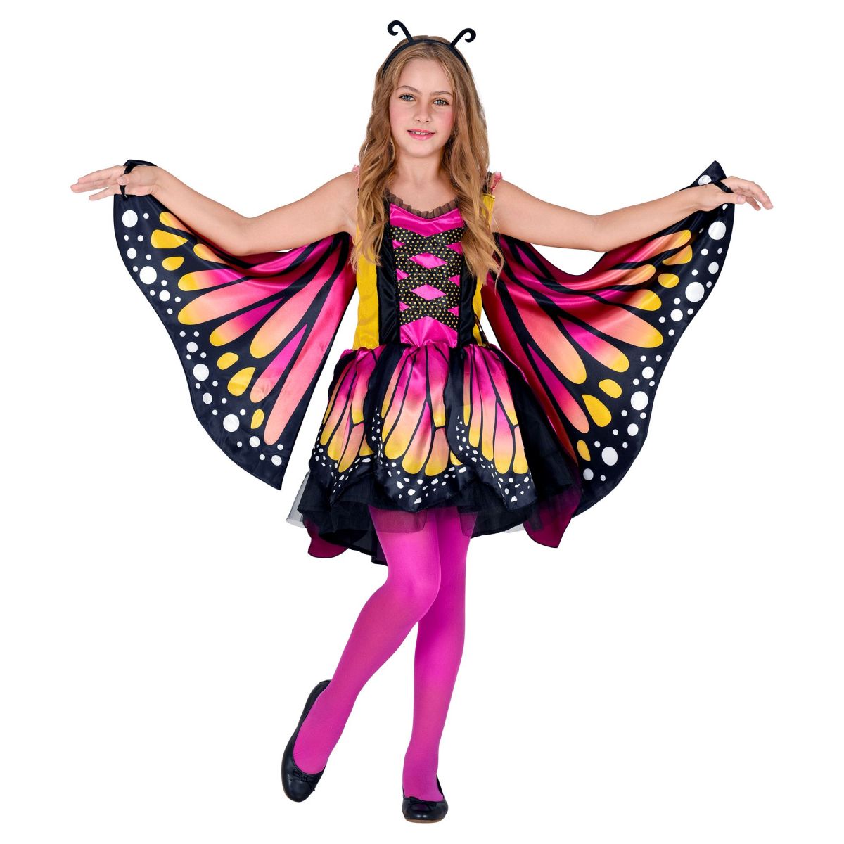 Schmetterling Kinderkostüm Kleid mit Tutu, Flügel, Antennen 