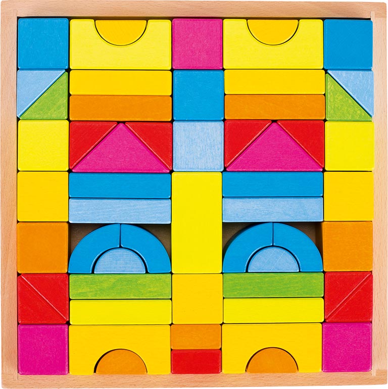 Bausteine in Regenbogenfarben Bauklötze Holzspielzeug für Kleinkinder