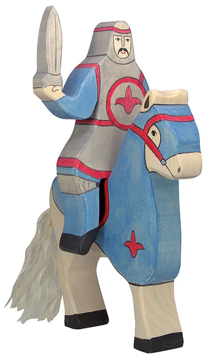 Holztiger Blauer Ritter reitend 80255 Holztier Holzfigur Holz Figur