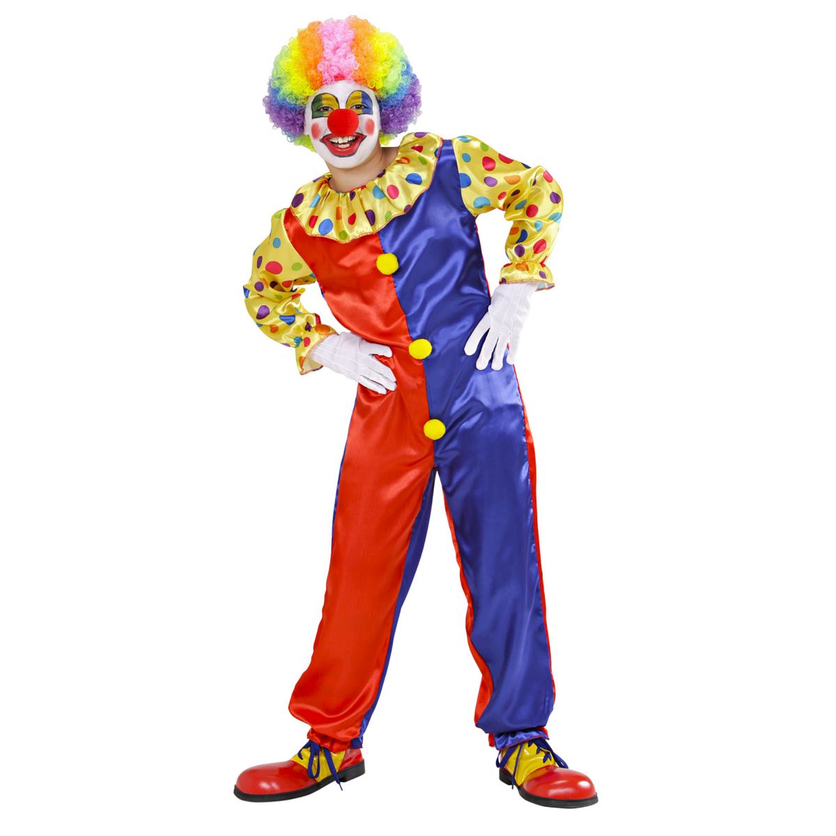 Clown Kostüm Kinderkostüm Clownskostüm mehrfarbig, Overall mit Kragen