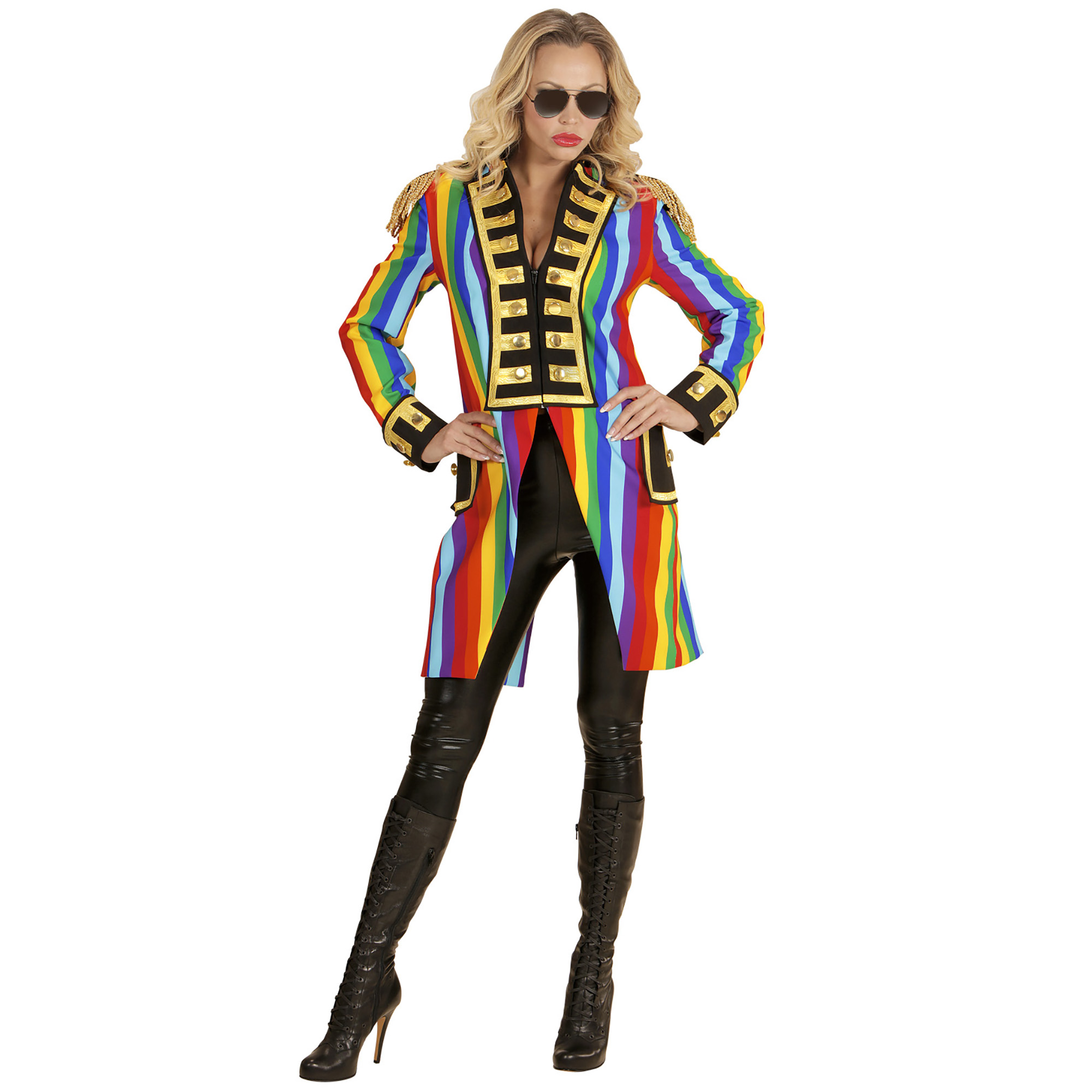 Frack Damen Regenbogen Damenkostüm Zirkusdirektorin Paradefrau Kostüm Fasching 