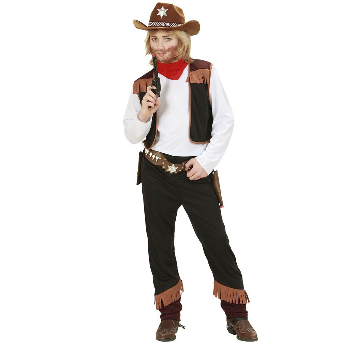 Cowboy Kostüm Hemd mit Weste, Hose, Halstuch Gr. 128 cm / 5-7 Jahre