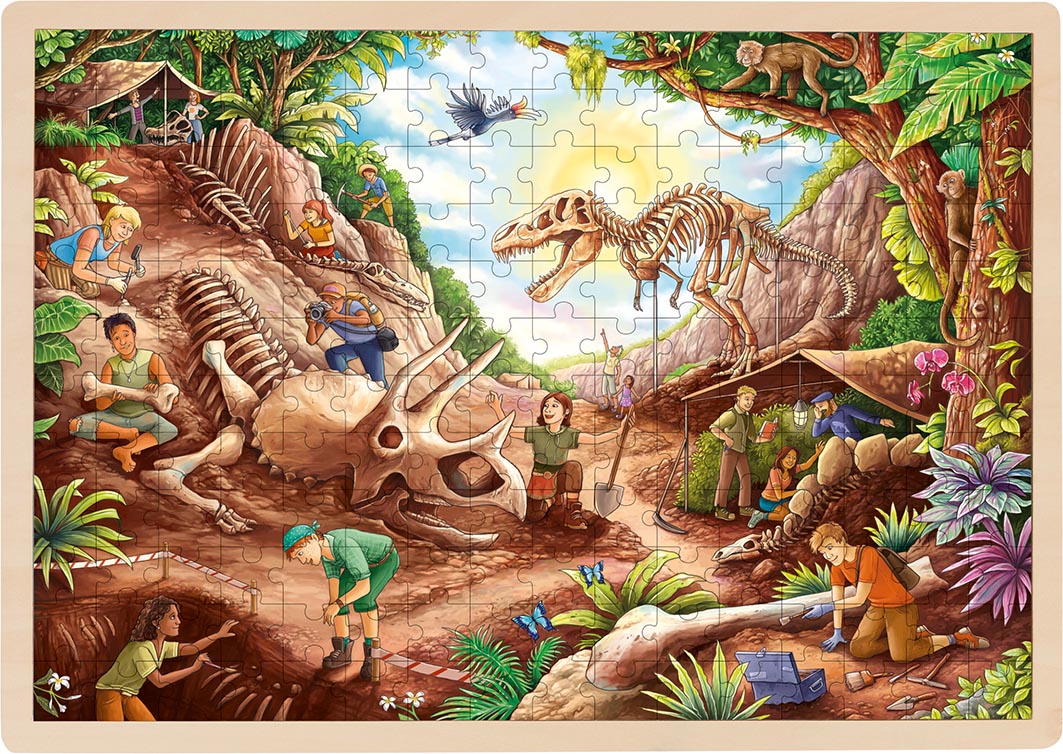 Einlegepuzzle Ausgrabung Dinosaurier