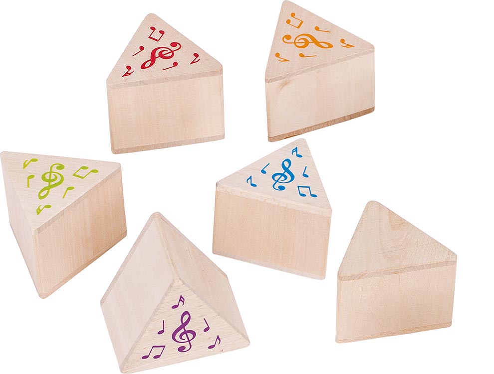 Memospiel Klangspiel Memory 12 Teile aus Holz Dreieck Musiknoten bunt