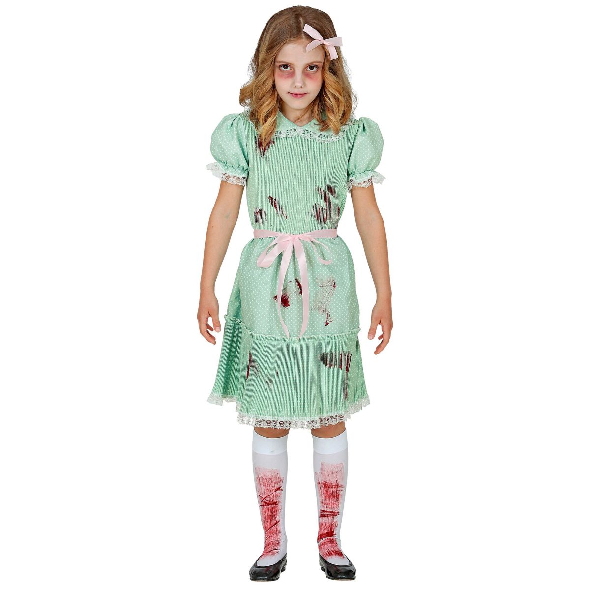 Killerpuppe Kinderkostüm Halloween Kleid, Gürtel, Strümpfe