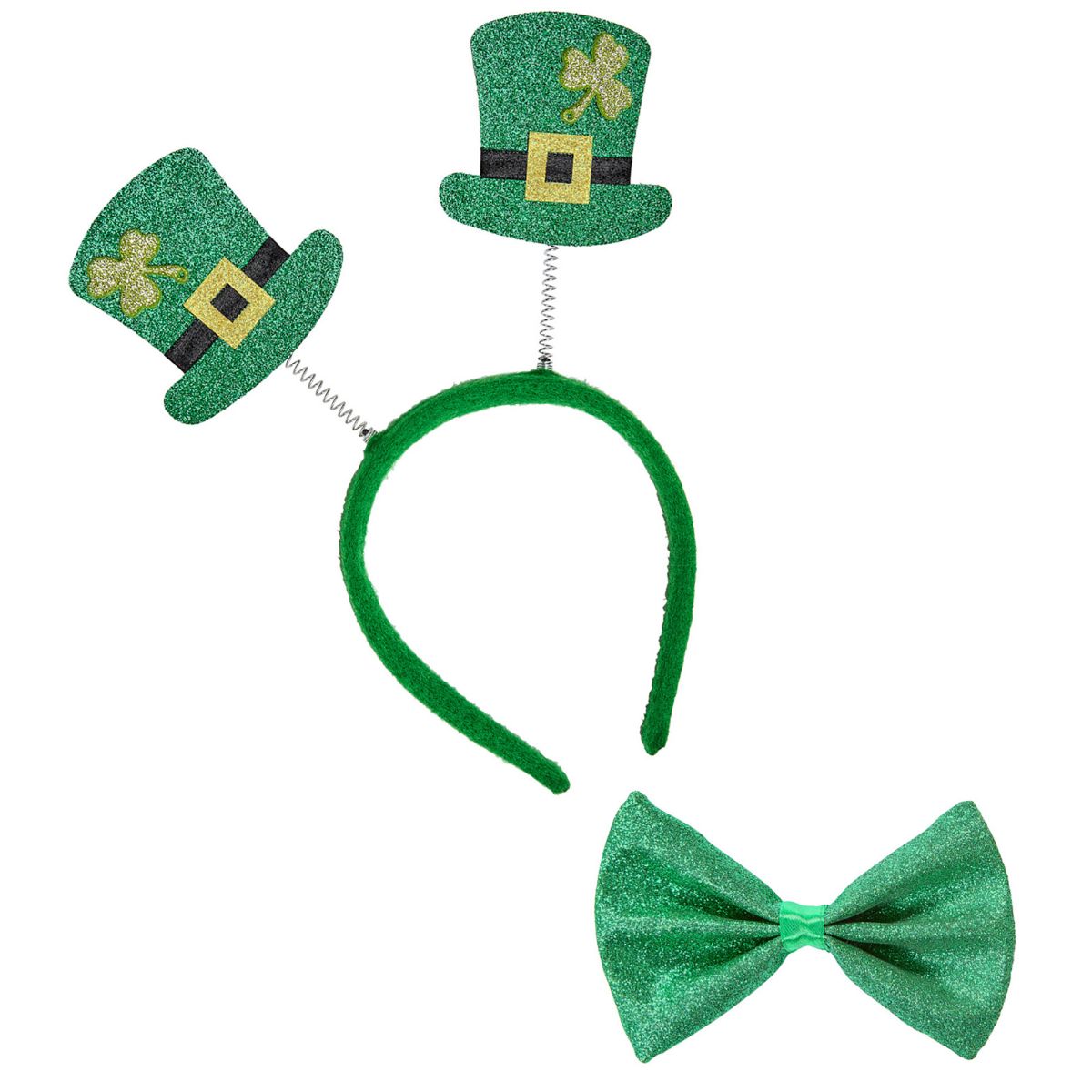 Haarreif St. Patrick's Day und Fliege aus Glitter, Grün, Kopfschmuck