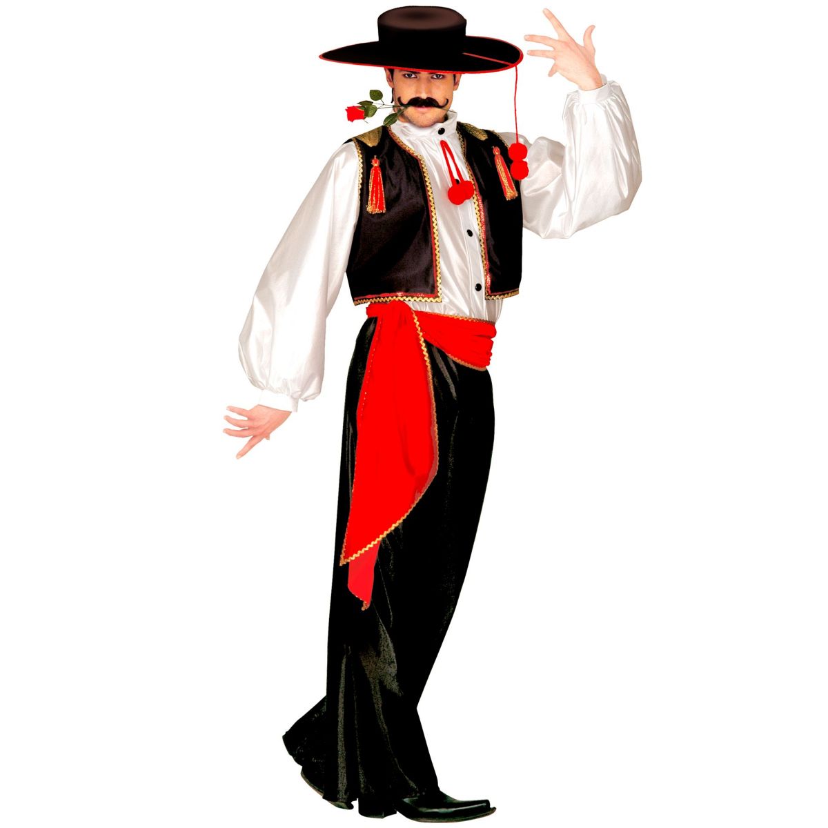 Joaquin Flamenco Tänzer Herrenkostüm Hemd, Weste, Hose, Gürtel, Hut