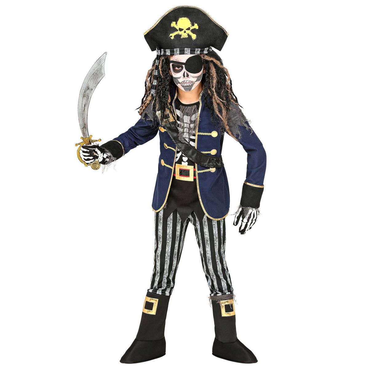 Skelett Piratenkapitän, Kinderkostüm Seeräuber