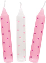 Geburtstagskerzen-Set, rosa gepunktet (für GK