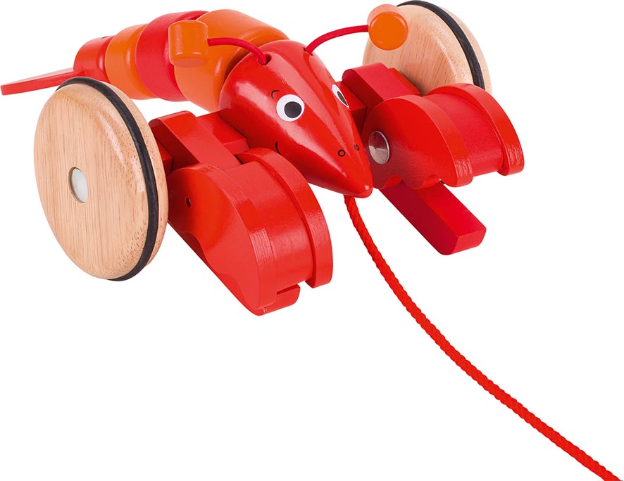 Ziehtier Hummer Holzspielzeug Babyspielzeug aus Holz Tiere bunt