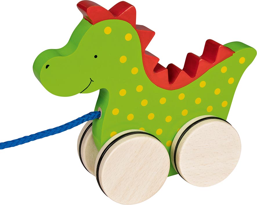 Ziehtier Drache Saro Holztier Holzfigur Schiebetier Kinder Spielzeug Spieltier