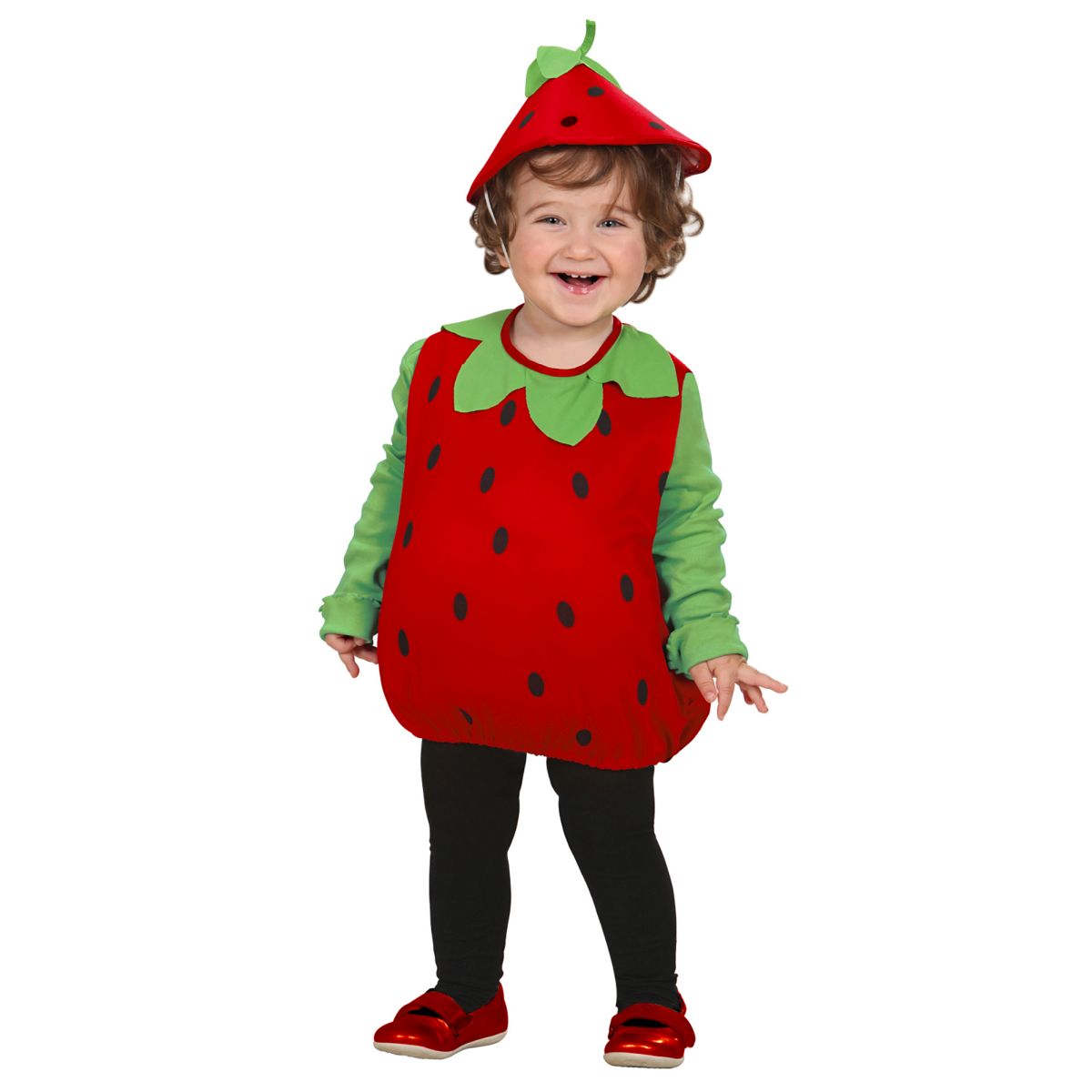 Erdbeerenkostüm für Kinder Einheitsgröße Fasching aus Polyester bunt 90cm