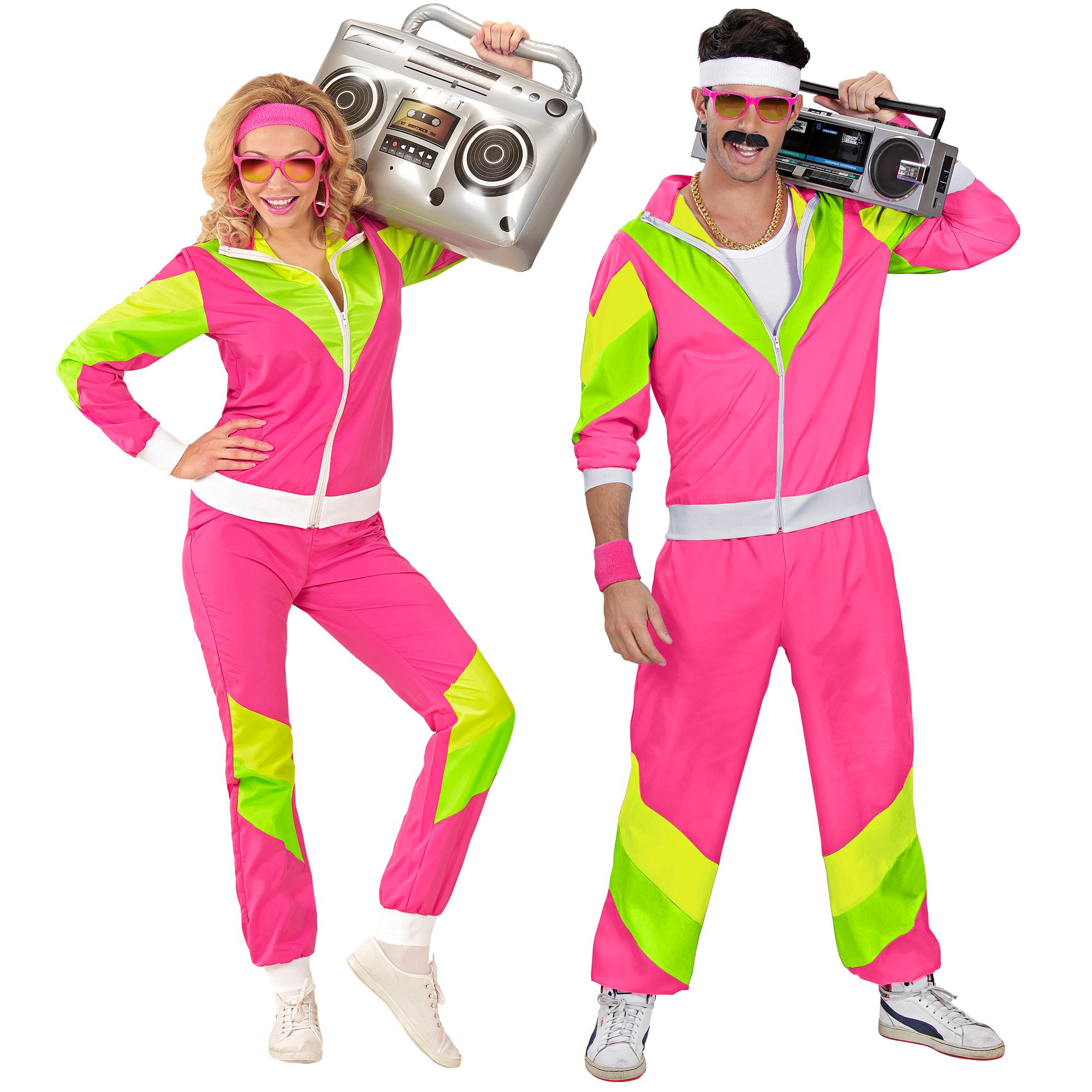 80er Jahre Trainingsanzug Jogginganzug Retro 80s Outfit 80er Jahre Kostüm Trainingsjacke Trainingshose Pink Gr. XXL