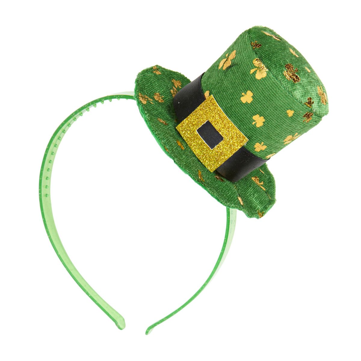 Hut St. Patricks Day, Mini Hut auf Haarreifen, Grün mit goldenen Kleeblättern
