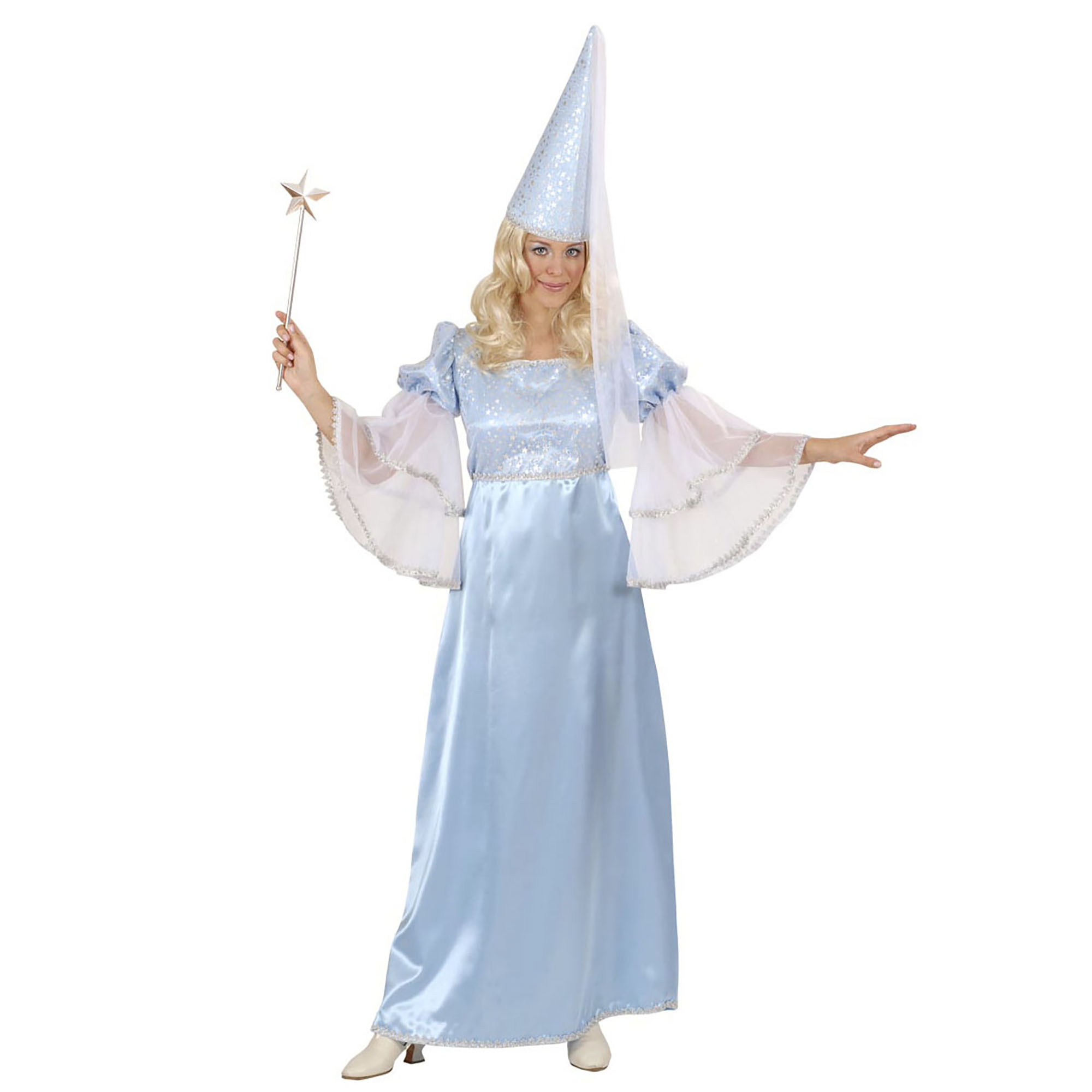 Feen Kostüm blau, Damenkostüm, Märchen, Fabelwesen, Kleid, Hut mit Schleier
