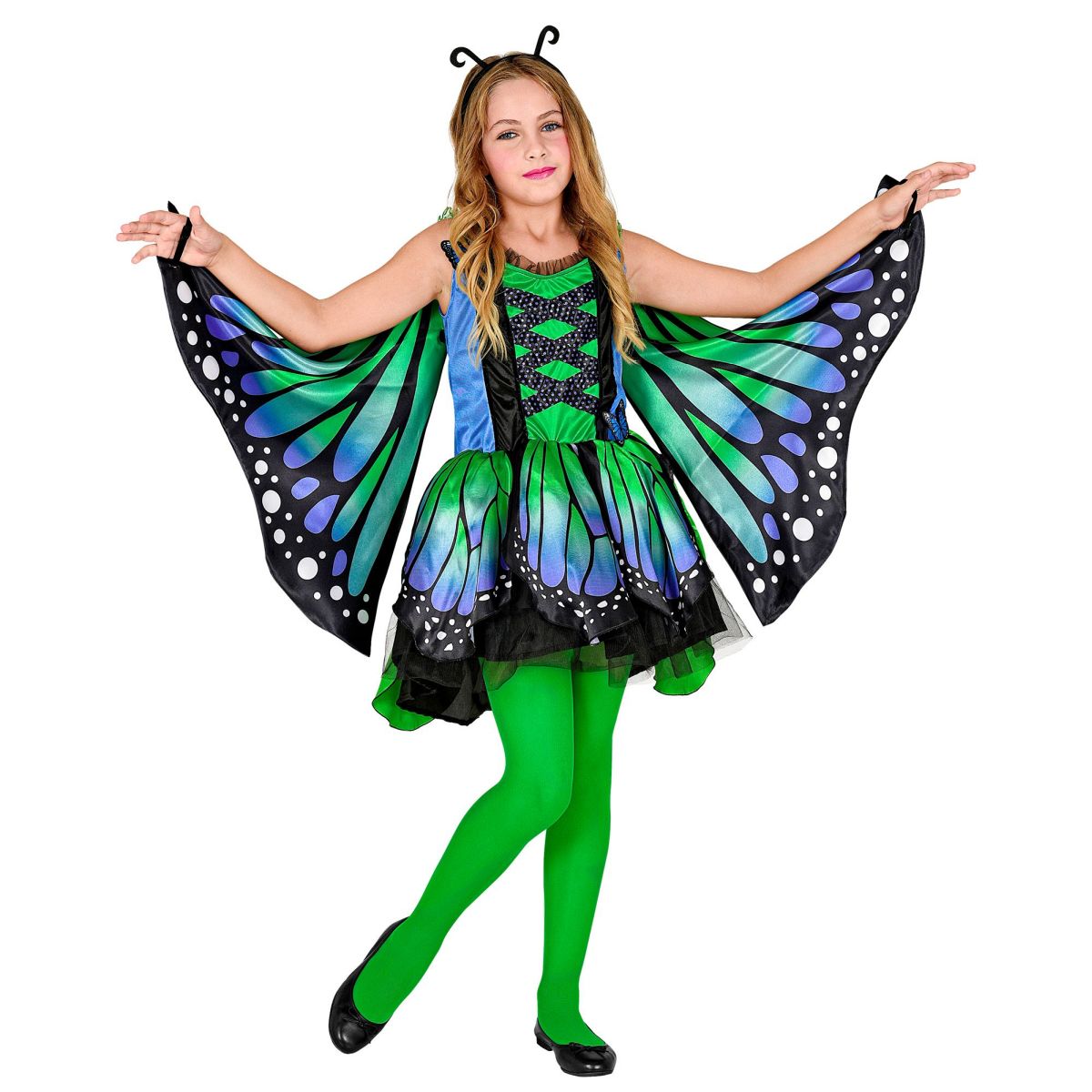 Schmetterling Kinderkostüm Kleid mit Tutu, Flügel, Antennen