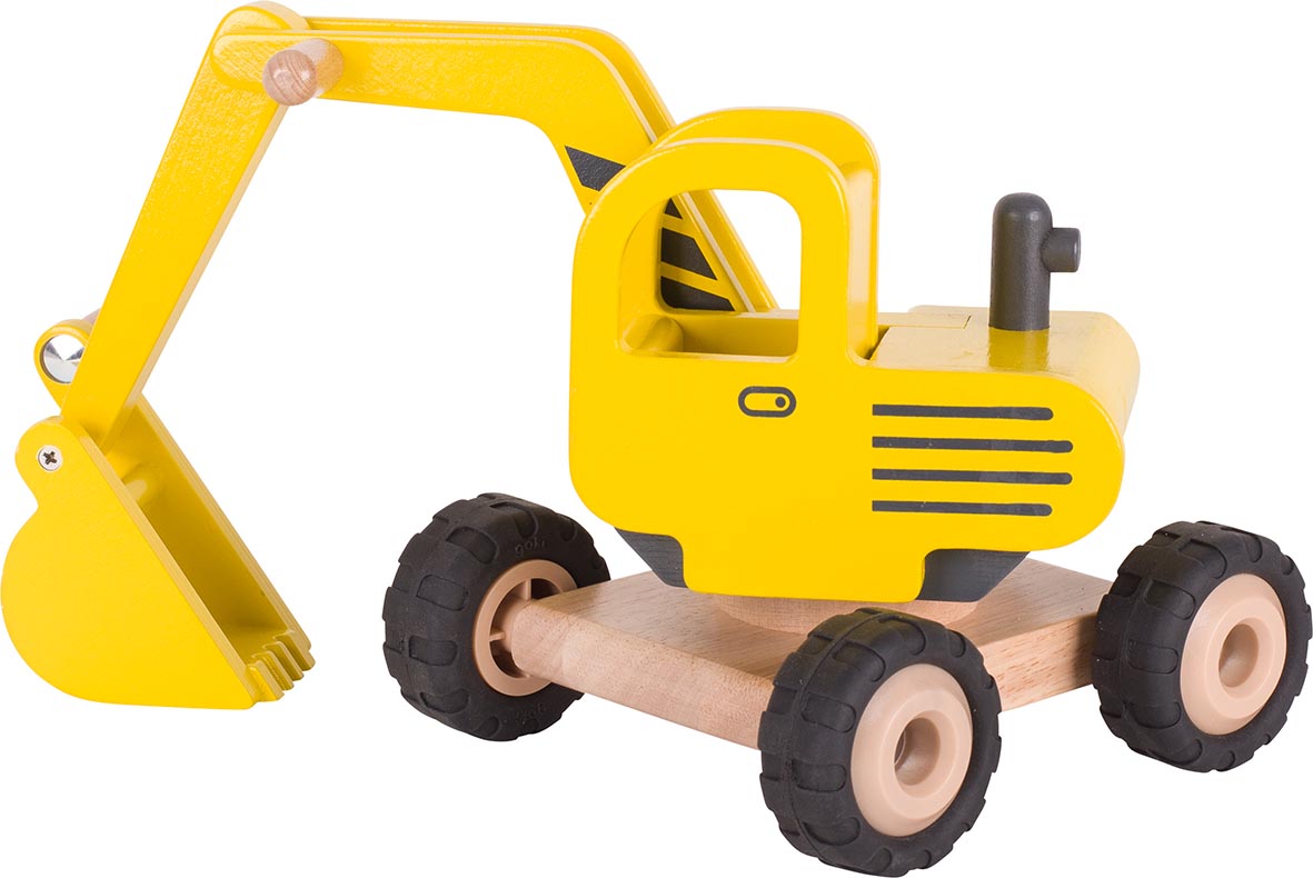 Bagger aus Holz Holzspielzeug für Kinder Baustellenfahrzeug Maschine
