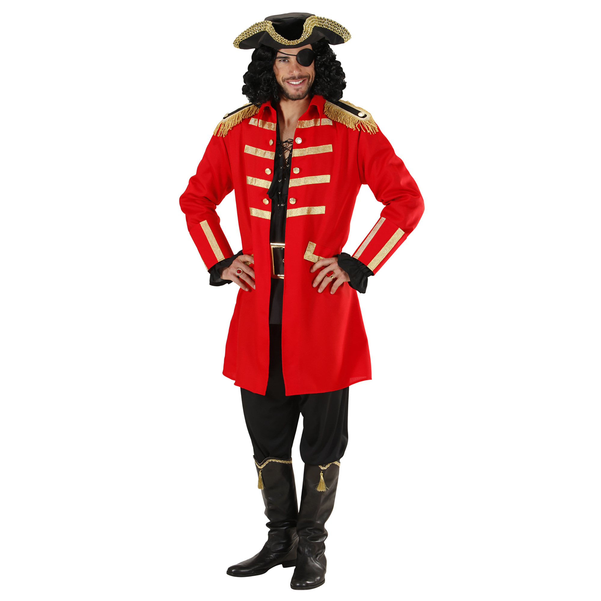 Erwachsenenkostüm Piraten Kapitän Frack Rot