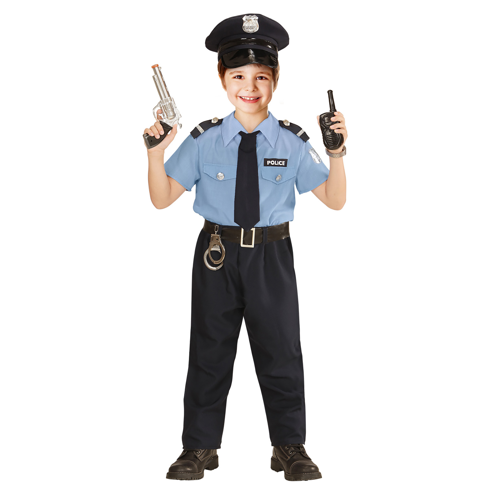 Polizist Kostüm Kinderkostüm Polizeikostüm Hemd mit Krawatte, Hose, Gürtel, Hut