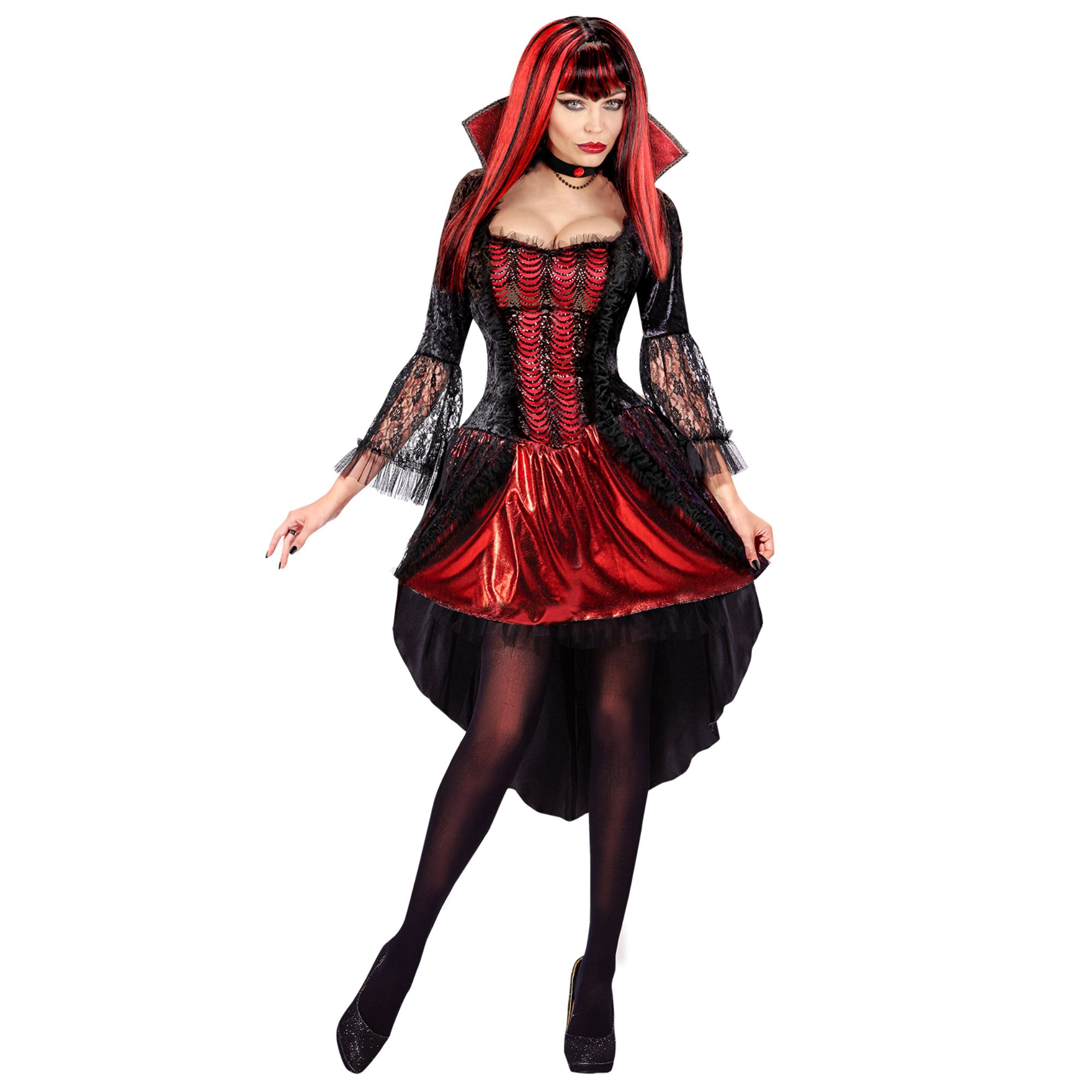Kostüm Vampirkostüms Halloweenkostüm, Fasching, Halskette Damen Schwarz/Rot
