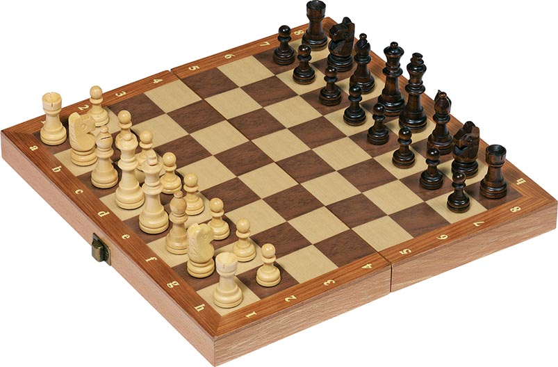 Klassisches Schachspiel aus Holz Schach Holzklappkiste